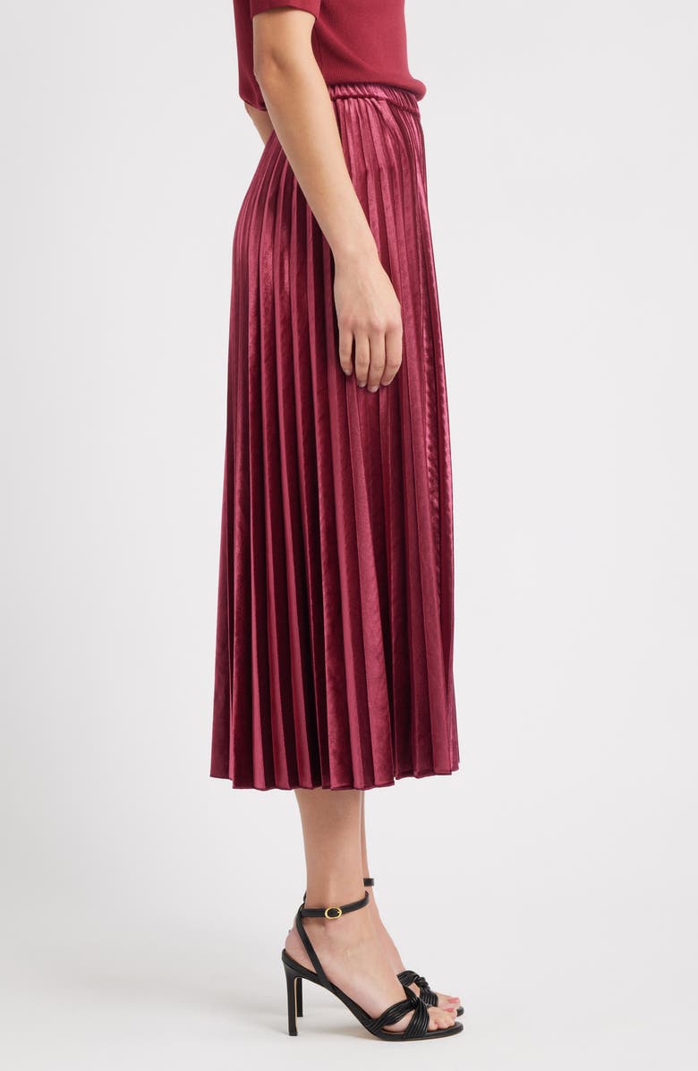 Anne Klein Pull-On Pleated Velour Skirt, Alternate, color, Ruby Red