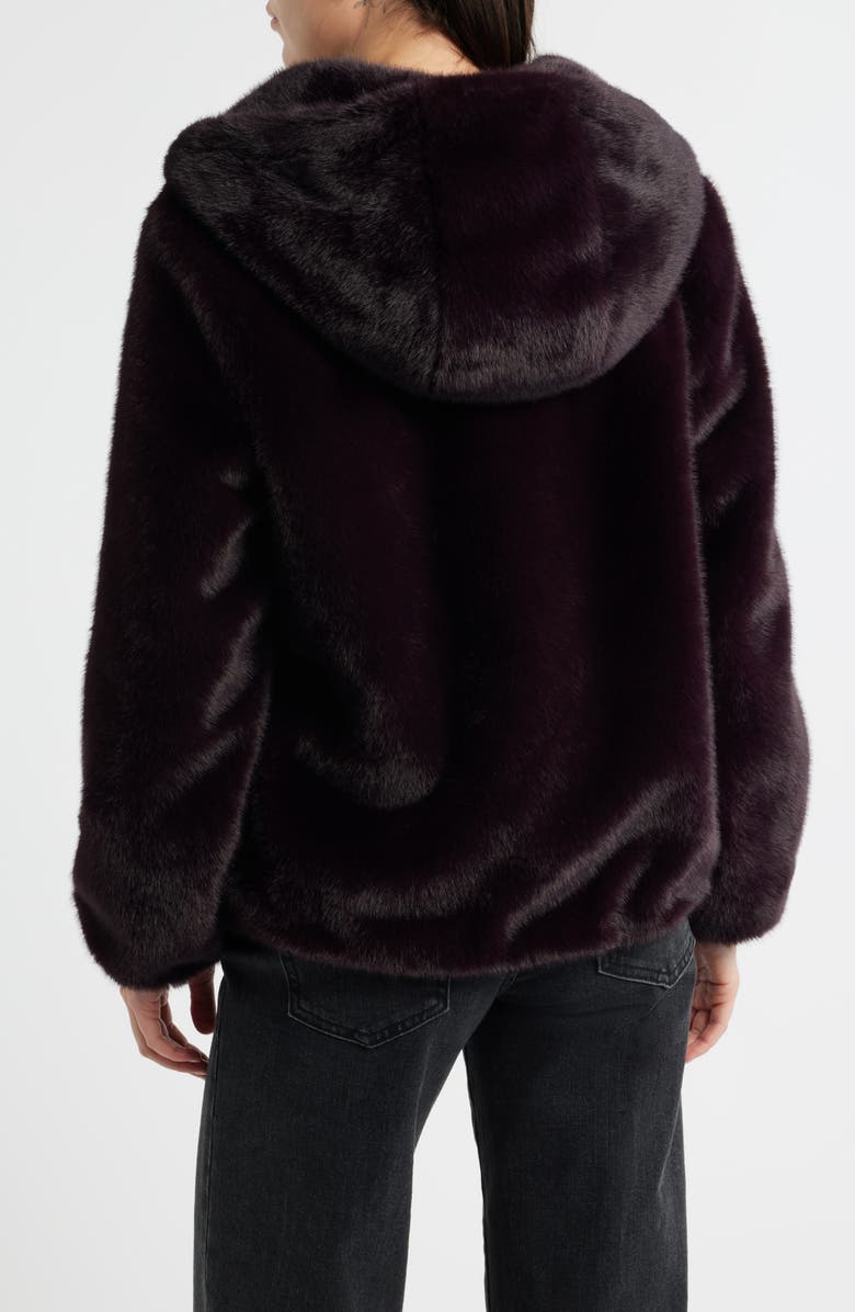 Via Spiga Faux Fur Hooded Jacket, Alternate, color, Burgundy