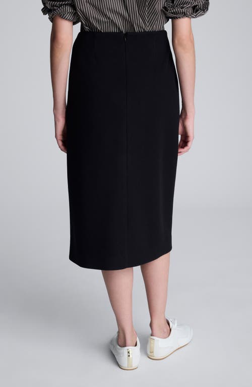 Kenneth Cole Boiled Wool Asymmetrical Slit Midi Skirt In Black