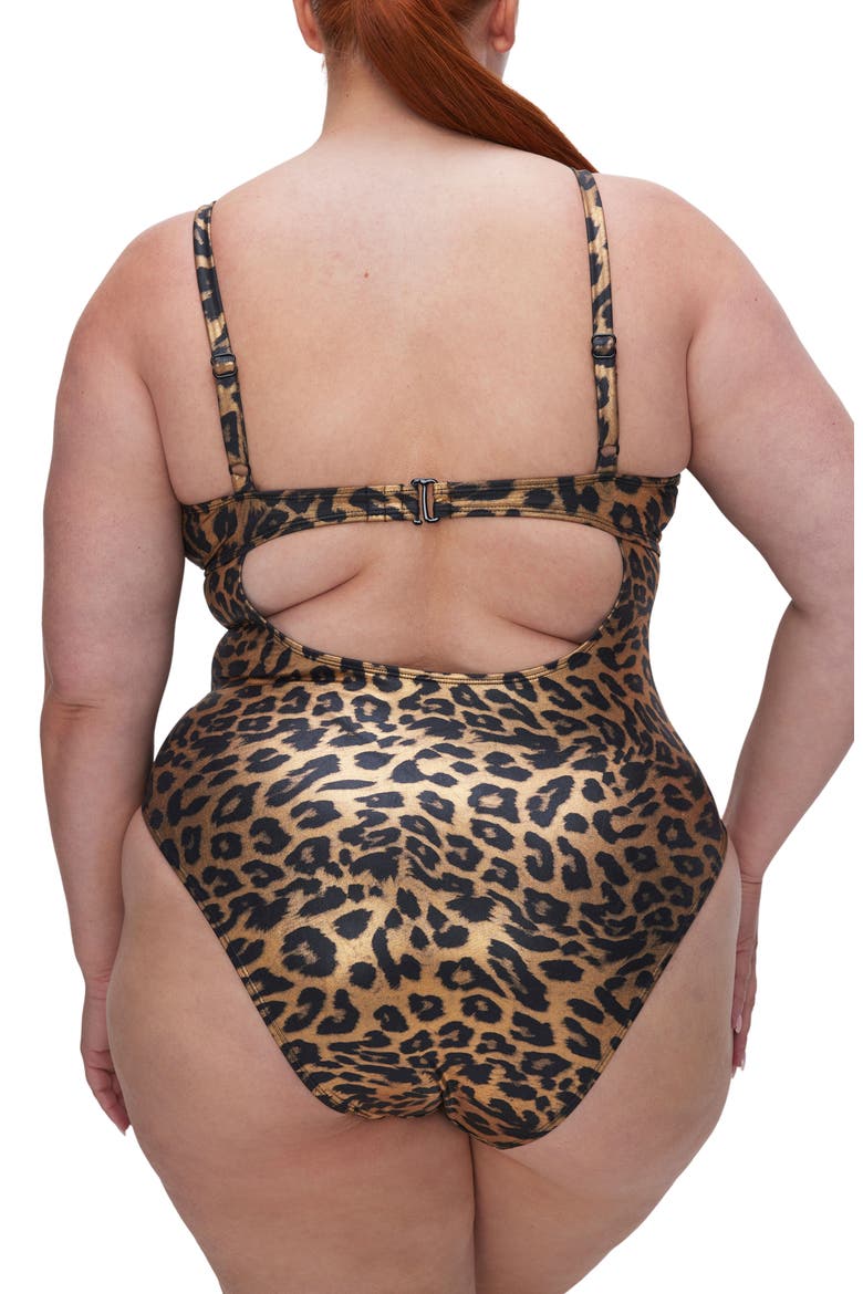Gold Leopard Show Up One-Piece Swimsuit, Alternate, color, GOLD LEOPARD001