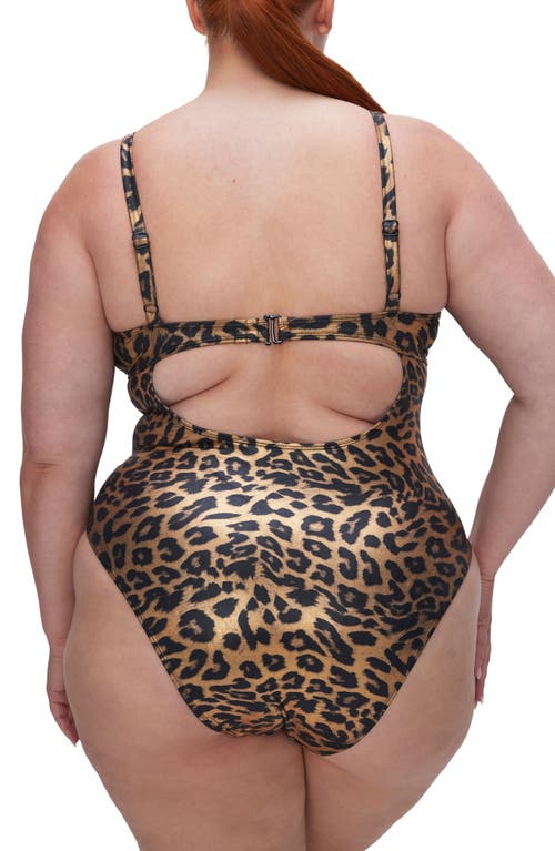 Good American Gold Leopard Show Up One-piece Swimsuit
