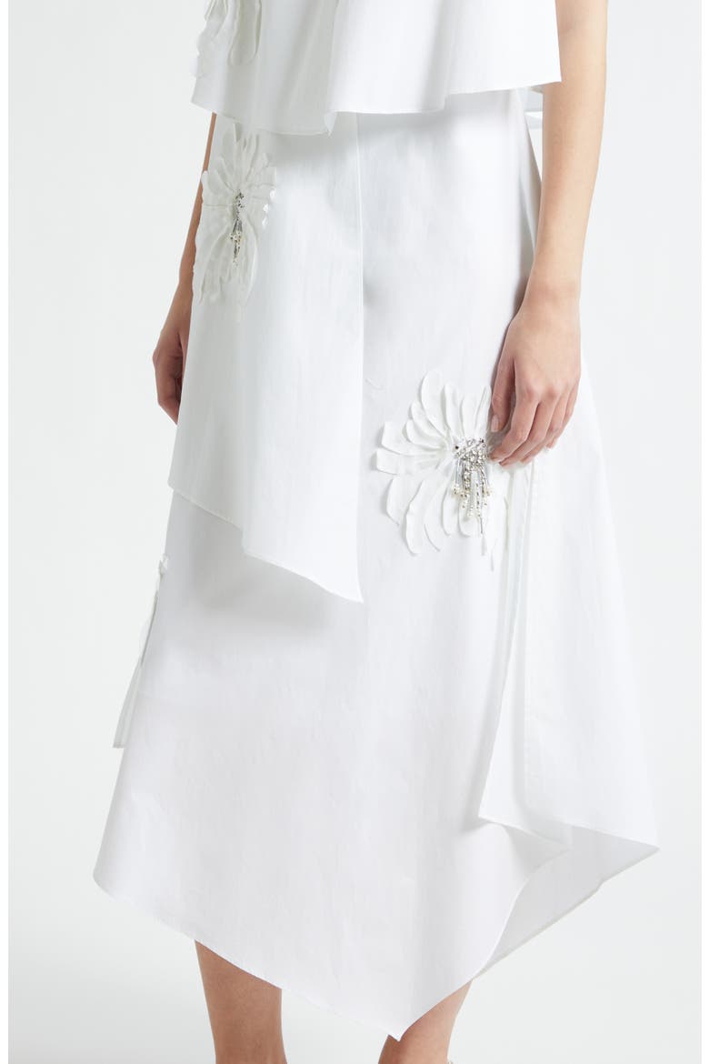 Floral Appliqué Layered Midi Dress, Alternate, color, WHITE