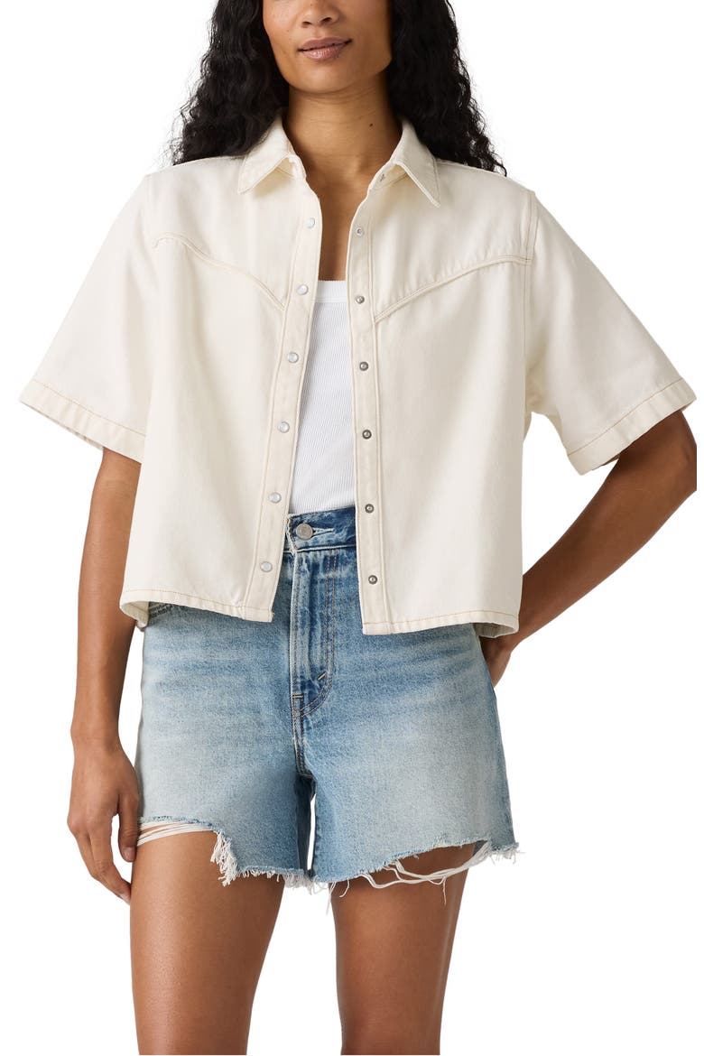 Logan Short Sleeve Denim Snap-Up Shirt, Main, color, TRUTH SLIP