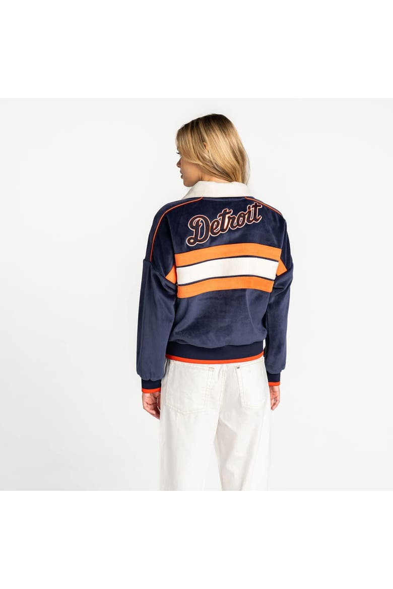 Women's The Wild Collective  Navy Detroit Tigers Velvet Cord Full-Zip Jacket, Alternate, color, Navy