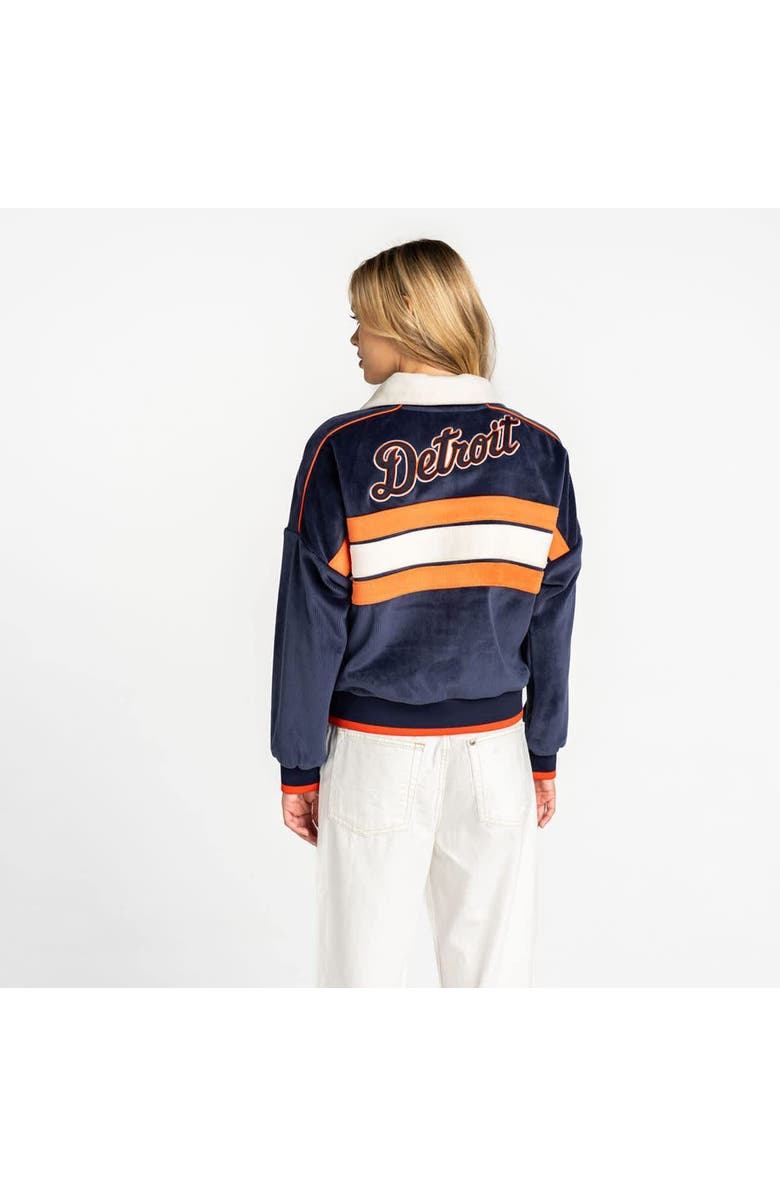 THE WILD COLLECTIVE Women's The Wild Collective  Navy Detroit Tigers Velvet Cord Full-Zip Jacket, Alternate, color, Navy