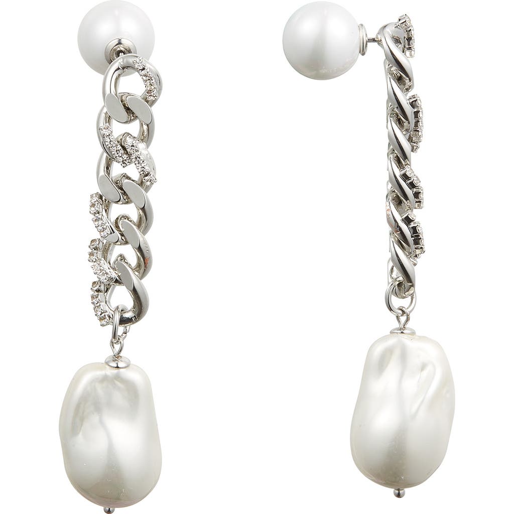 Classicharms Baroque Pearl Chain Drop Earrings In Metallic
