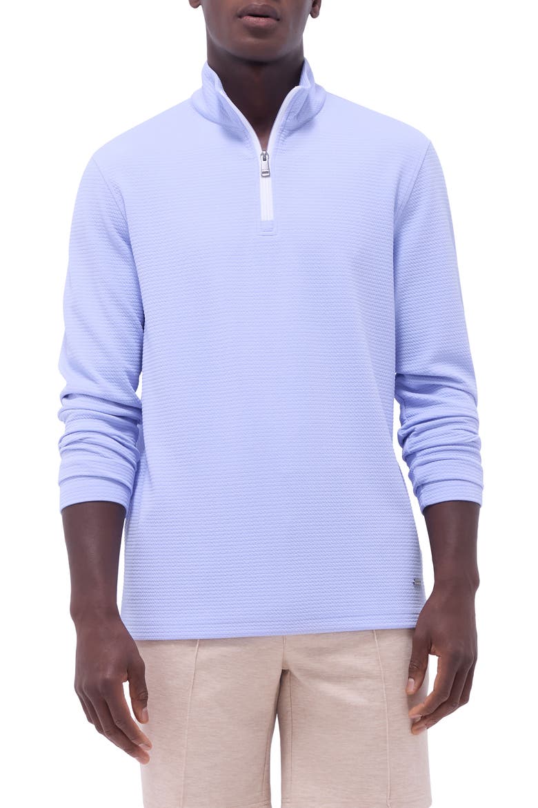 Waffle Knit Quarter Zip Performance Pullover, Main, color, SKY