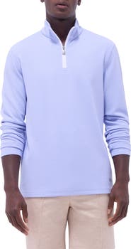 Bugatchi Waffle Knit Quarter Zip Performance Pullover