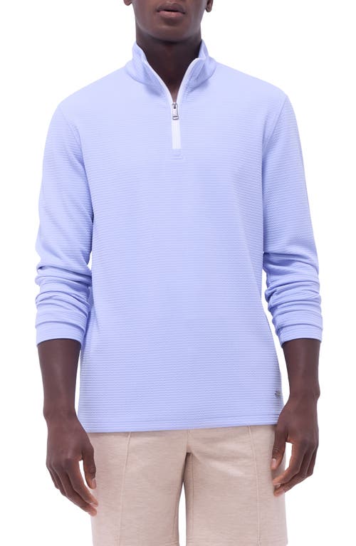 Bugatchi Waffle Knit Quarter Zip Performance Pullover In Sky