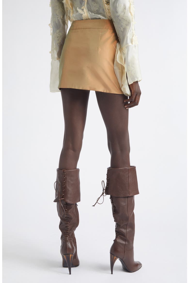 Luana Embellished Taffeta Miniskirt, Alternate, color, LIGHT BROWN