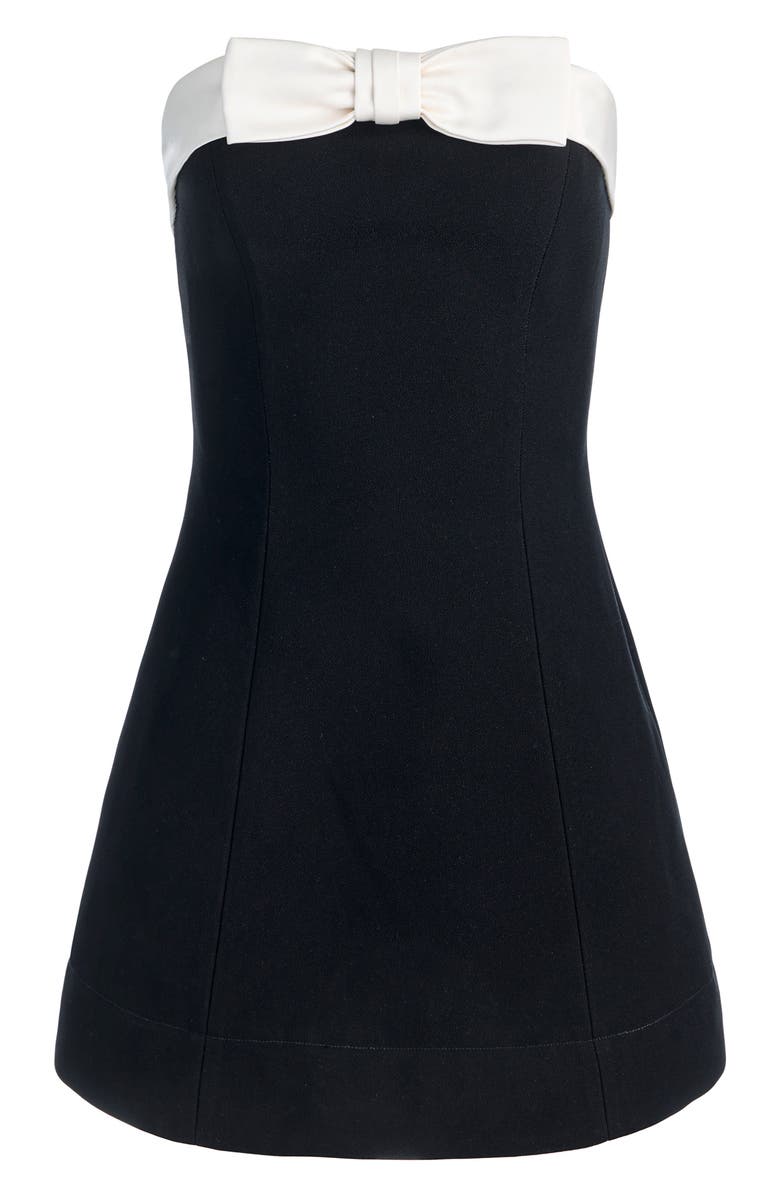 Alice + Olivia Katya Sculpted Bow Strapless Minidress, Alternate, color, Black/ Off White