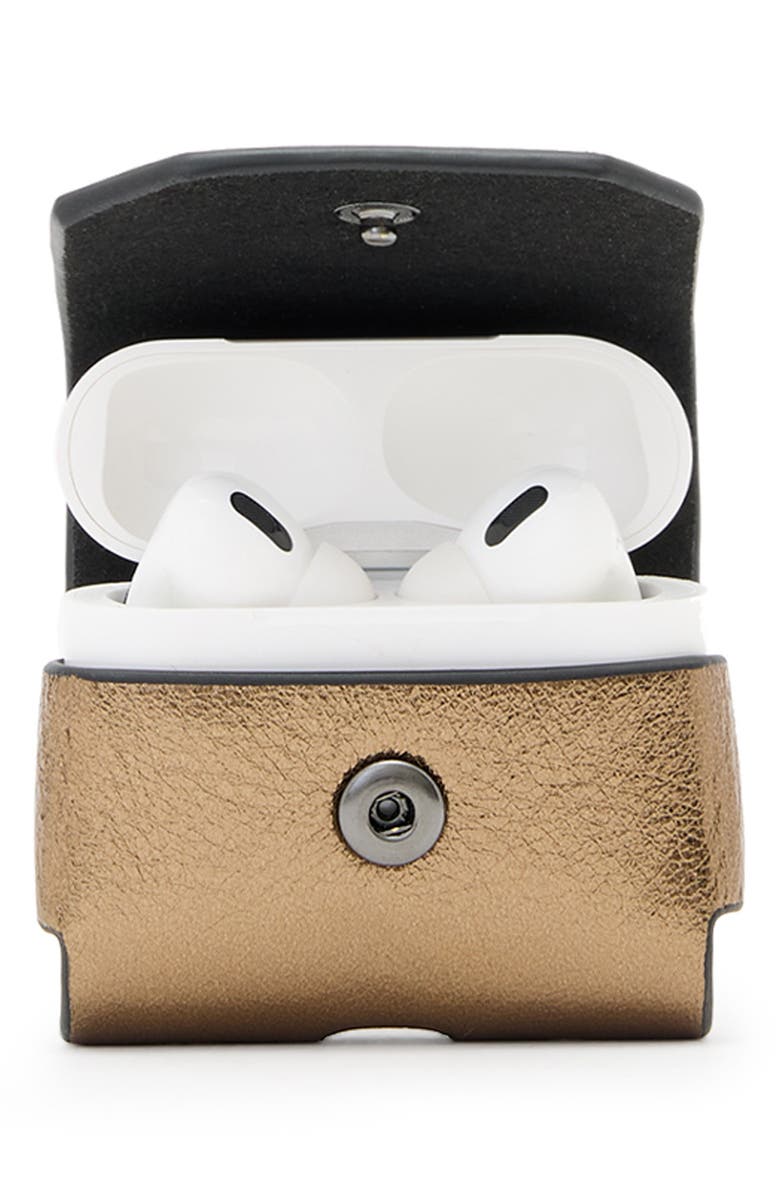 AllSaints Hex AirPod Case, Alternate, color, Warm Brass