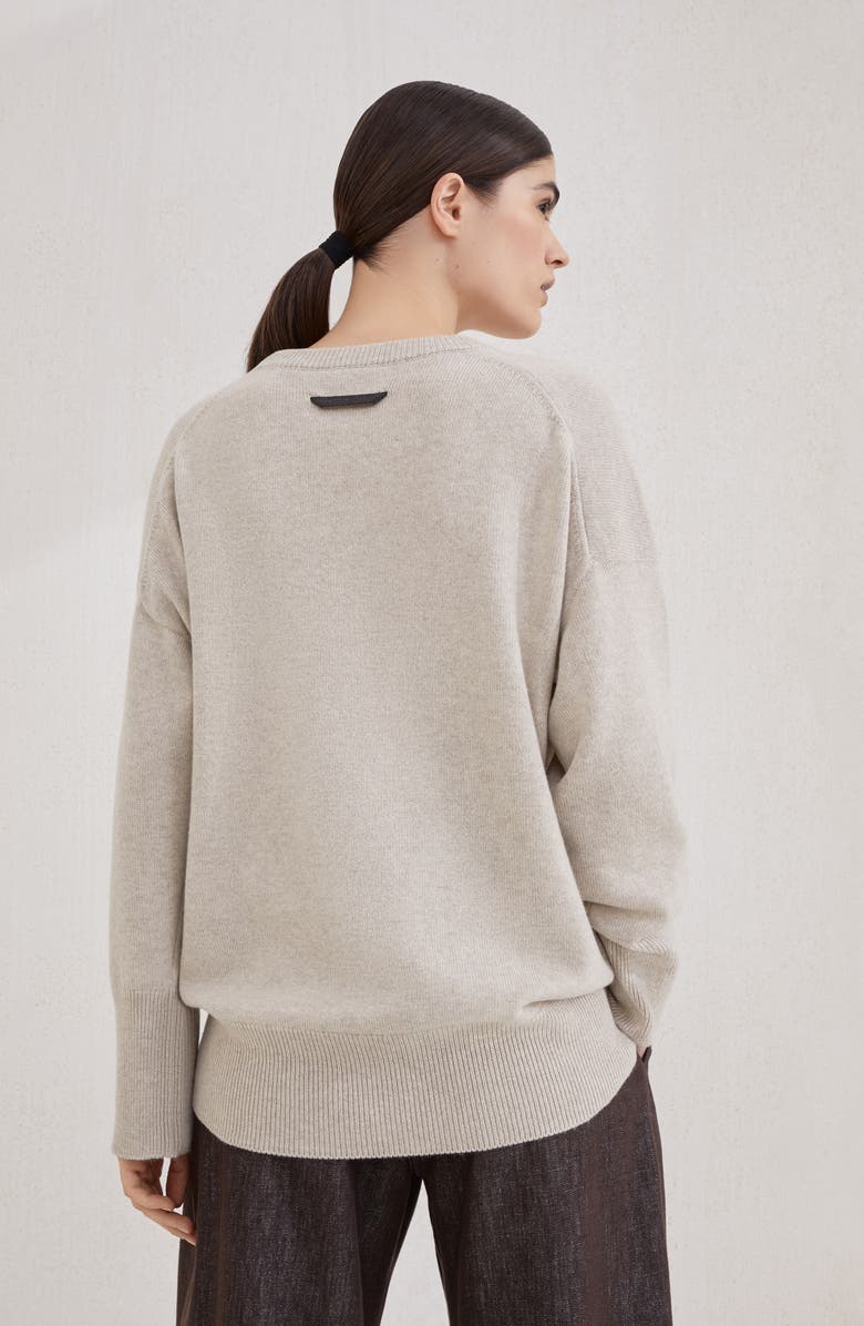 Brunello Cucinelli Cashmere sweater with monili, Alternate, color, Beige