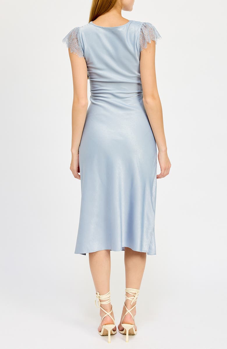 En Saison Mila Cap Sleeve Lace & Satin Midi Dress, Alternate, color, 