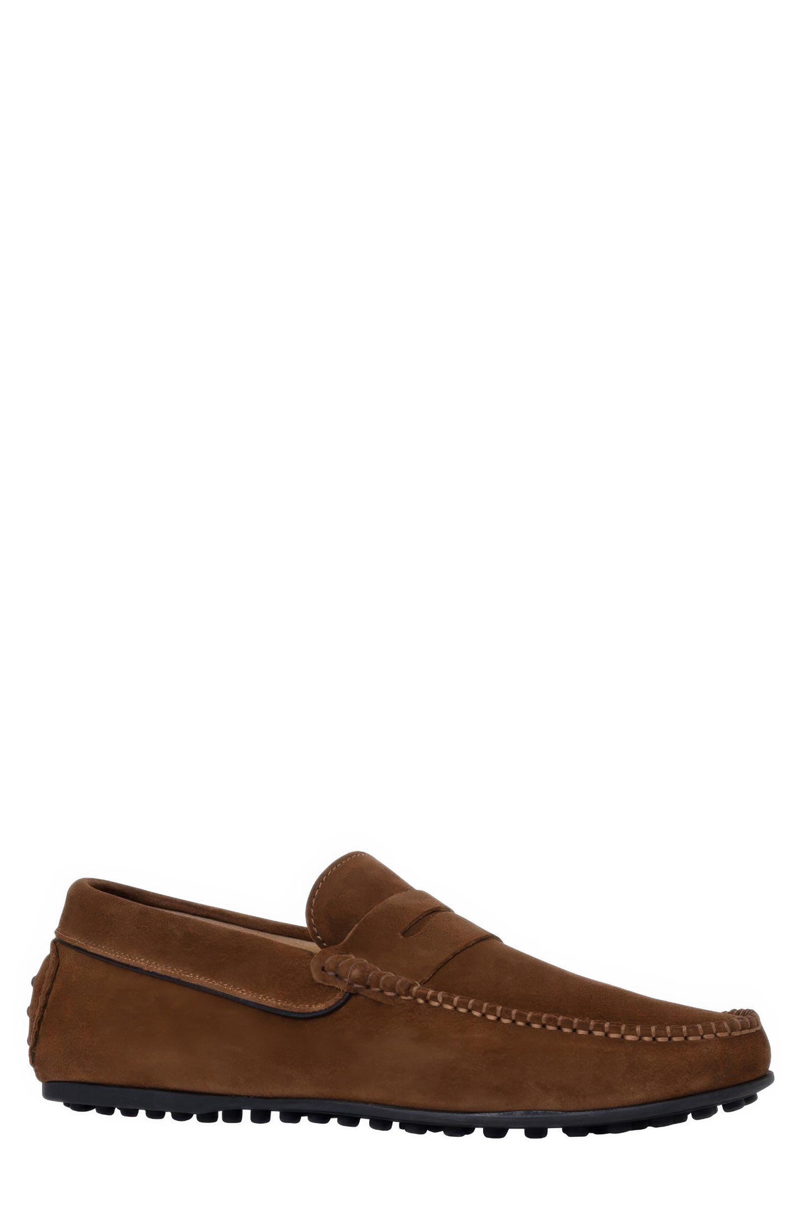 Patrick Leather Driver, Main, color, BROWN SUEDE