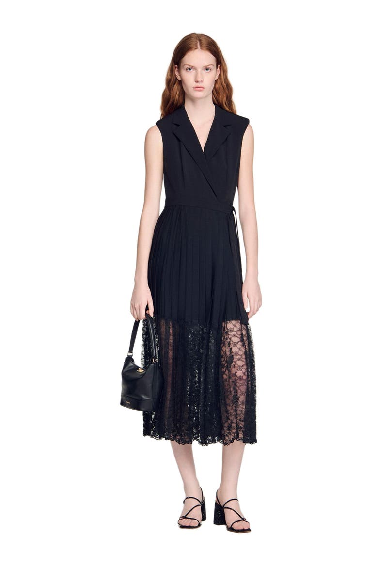 Lace collar maxi dress, Alternate, color, Black