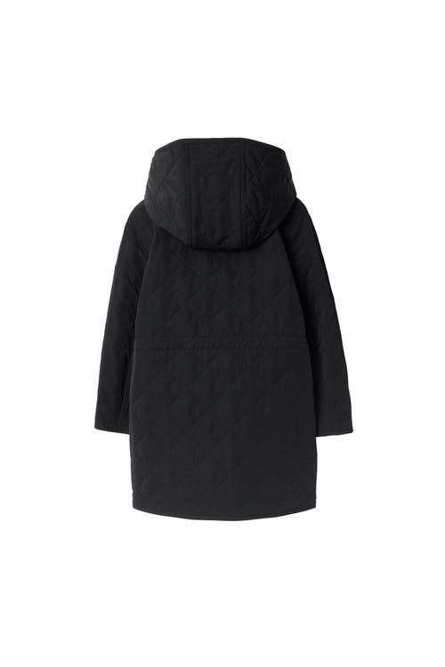 Burberry Quilted Hooded Coat In Black