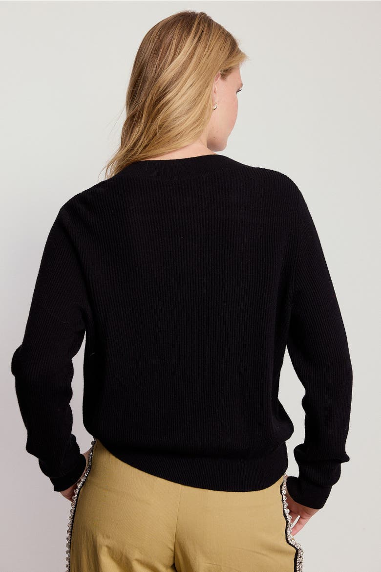 The V-Neck Cotton Cashmere Sweater, Alternate, color, Black