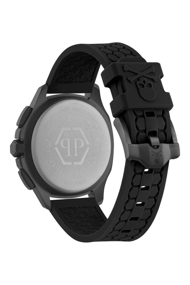 Spectre Chronograph Silicone Strap Watch, 44mm, Alternate, color, IP BLACK