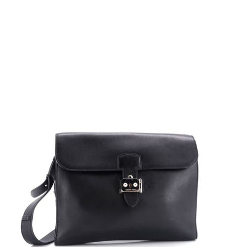 Pre-owned Hermes Hermes Sac A Depeches Messenger Bag Evergrain 29 In Black