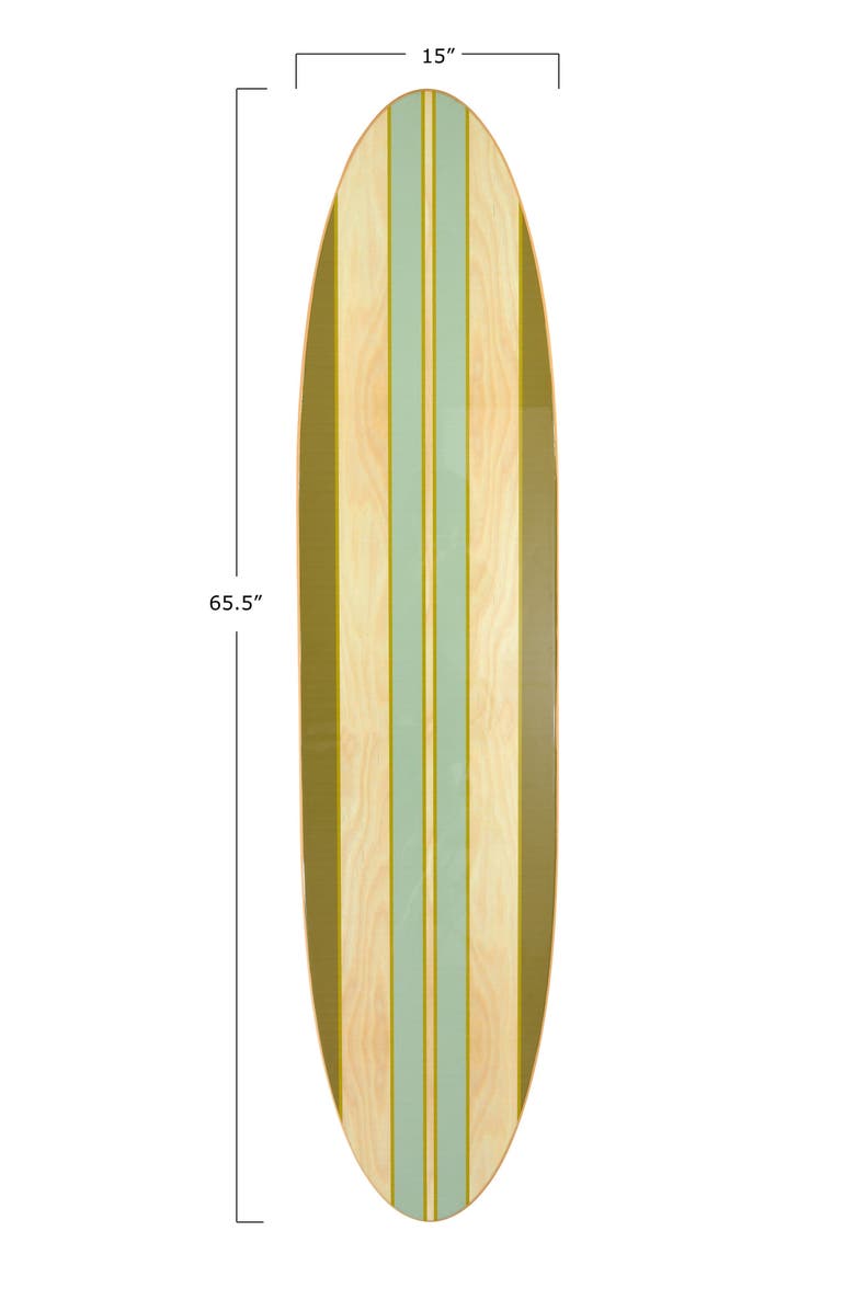 Storied Home Lacquered Wood Surfboard Wall Décor with Stripes, Alternate, color,