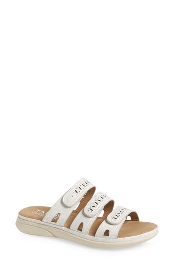 Taryn Rose Lasercut Slide Sandal In White