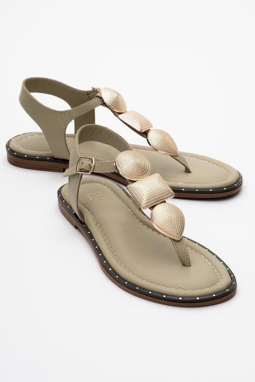Forever & Always Shoes Giulia Leather Flat Sandal In Green