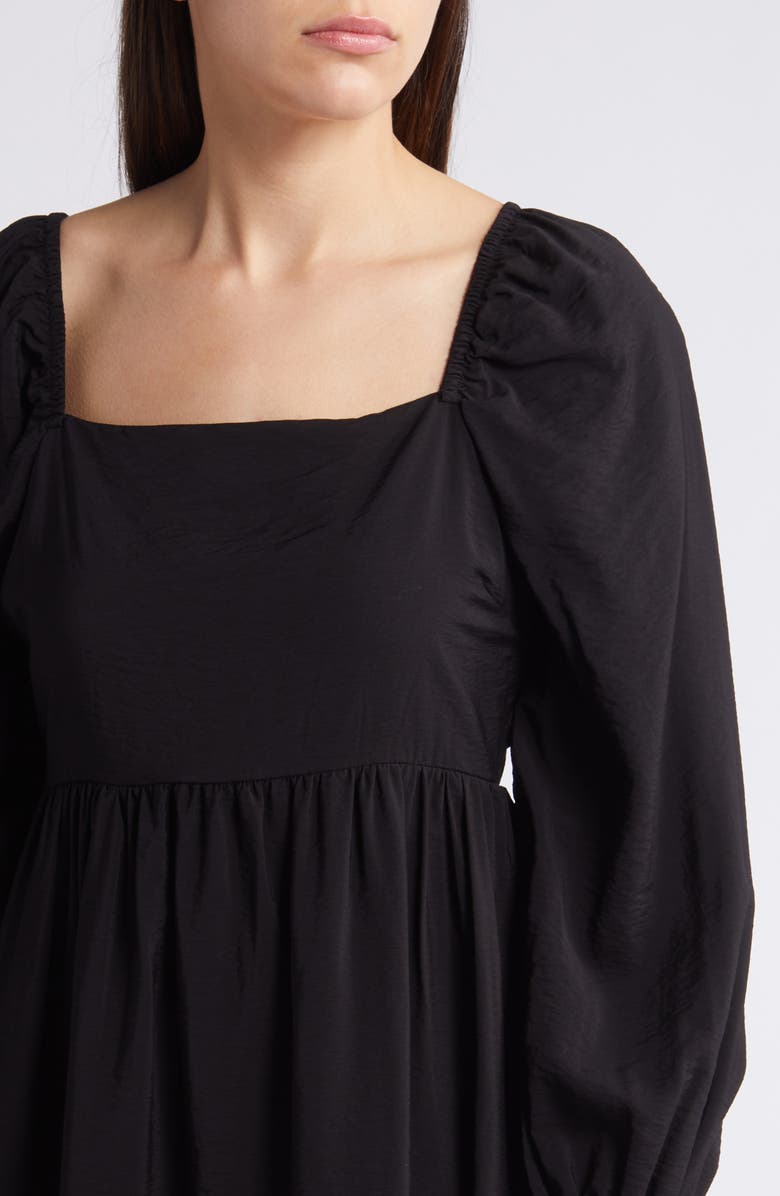 Chelsea28 Tiered Bell Cuff Square Neck Dress, Alternate, color, Black