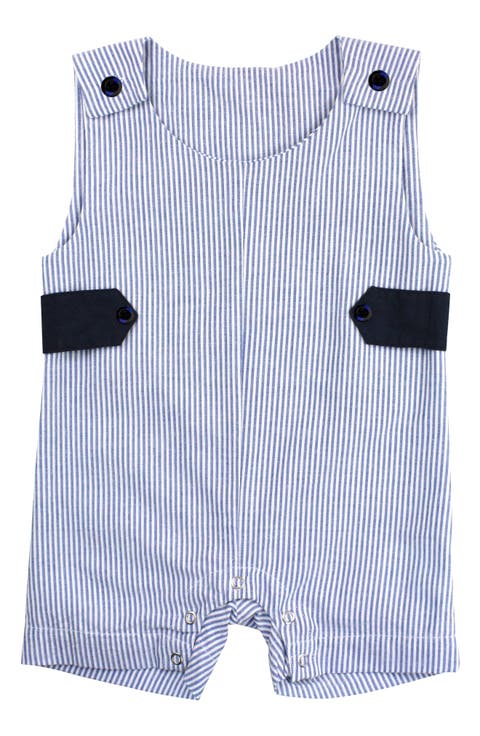 Seersucker Stripe Overalls (Baby Boys)