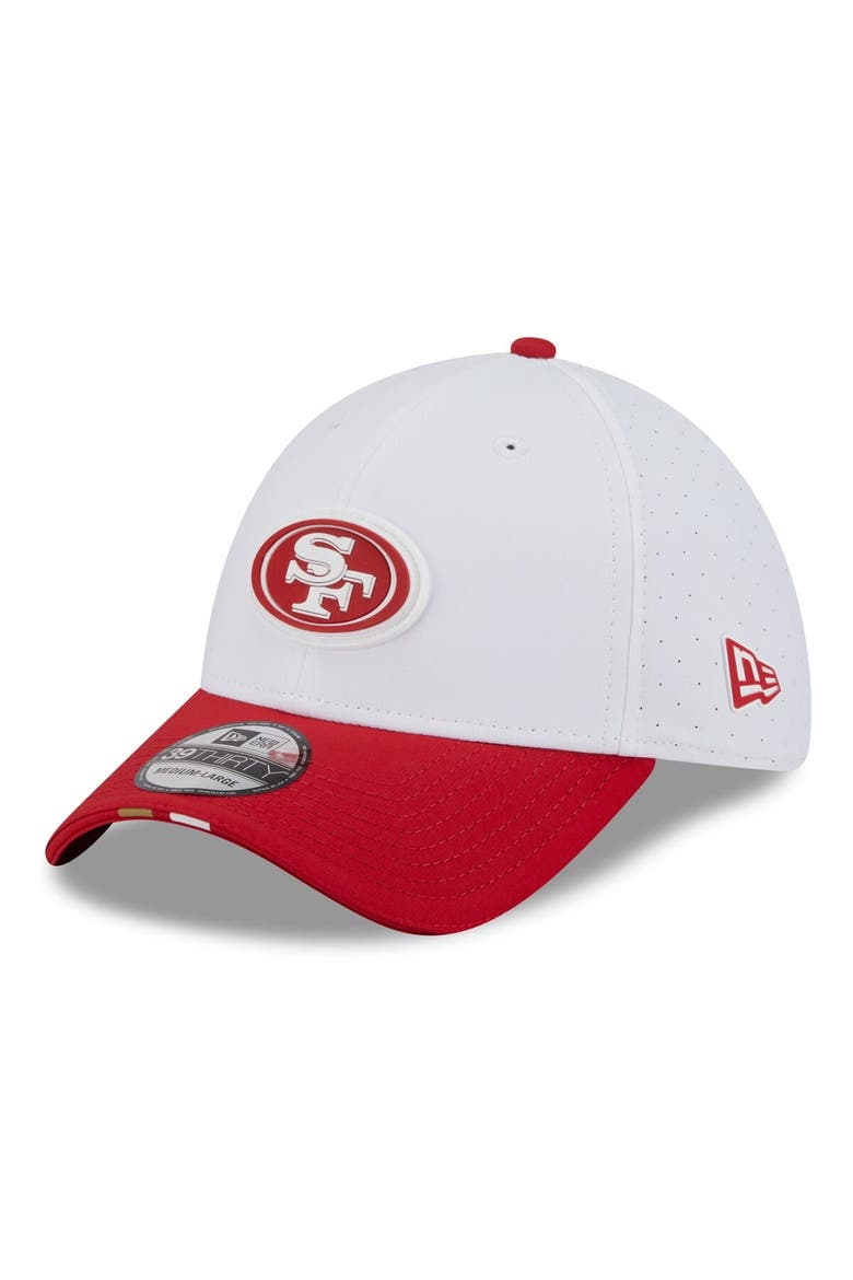 Men's New Era  White/Scarlet San Francisco 49ers 2025 NFL Training Camp 39THIRTY Flex Hat, Alternate, color, White