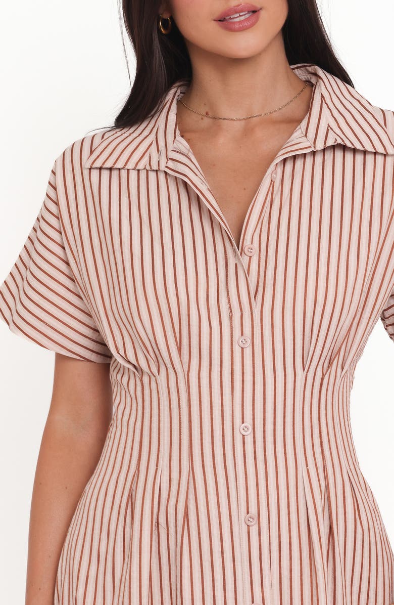 Petal & Pup Eilis Stripe Midi Shirtdress, Alternate, color, Brown Stripe