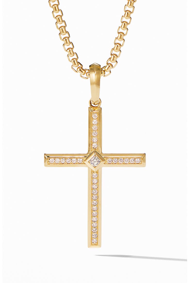 Modern Renaissance Cross Pendant in 18K Yellow Gold with Diamonds, Main, color, YELLOW GOLD/ DIAMOND