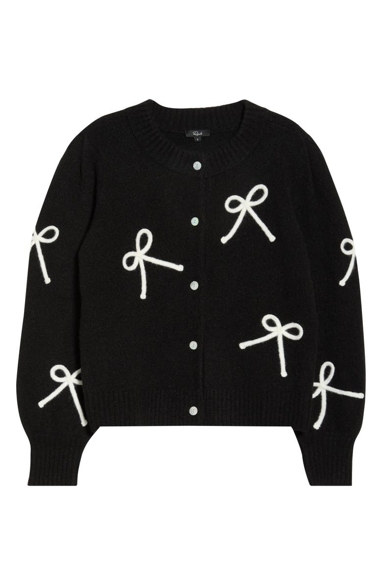 Rails Francesca Intarsia Bow Cardigan, Alternate, color, Black Ivory