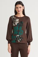 Ming Wang Floral Jacquard Sweater