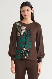 Ming Wang Floral Jacquard Sweater
