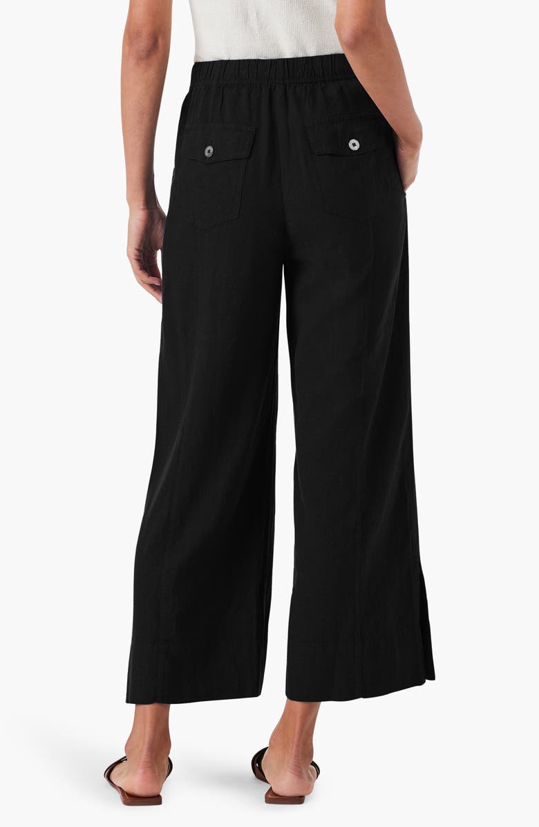 NIC+ZOE Rumba Park Wide Leg Crop Organic Linen Blend Pants, Alternate, color, Black Onyx
