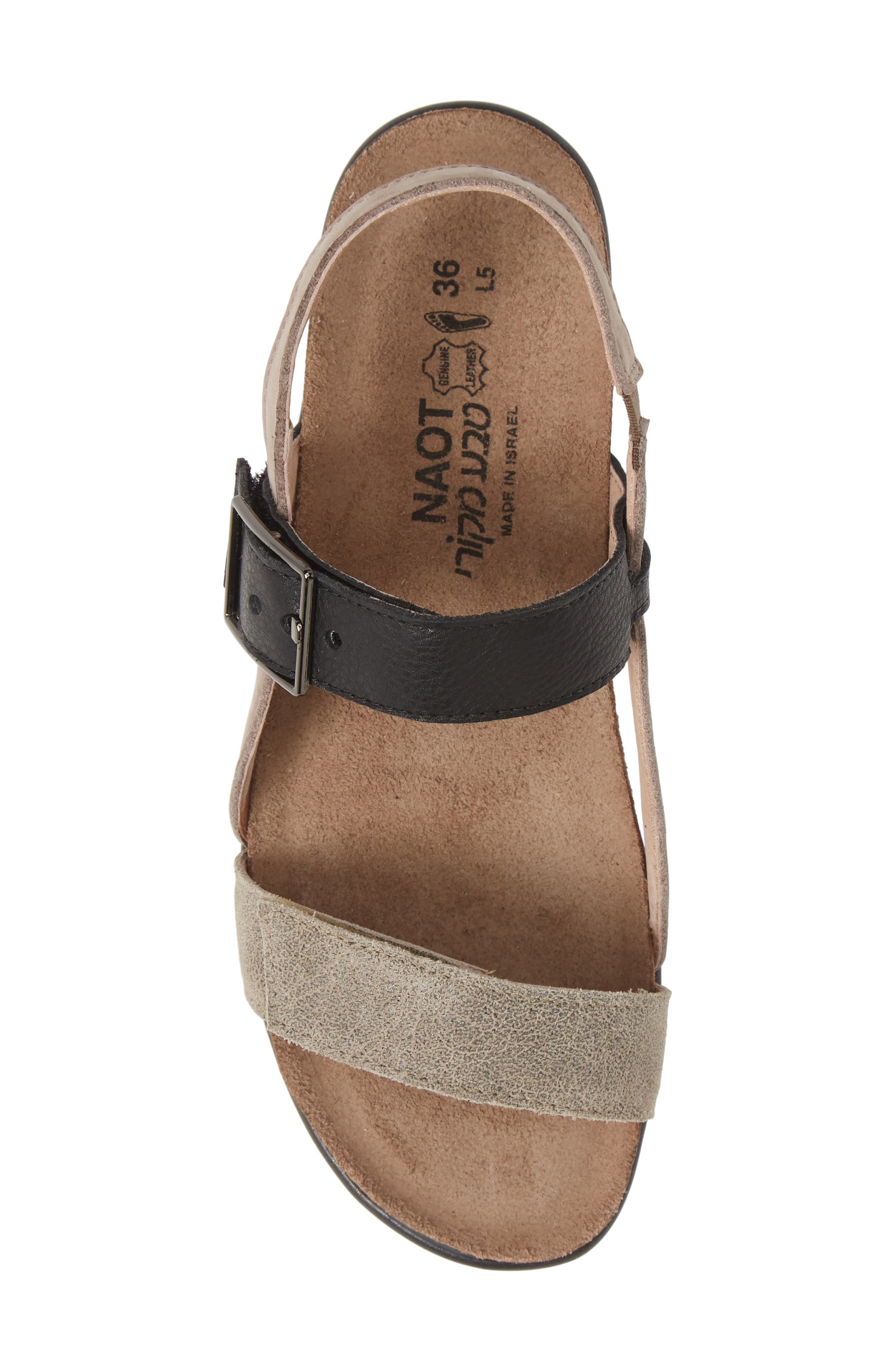 Norah Sandal, Alternate, color, BEIGE/ STONE/ BLACK LEATHER