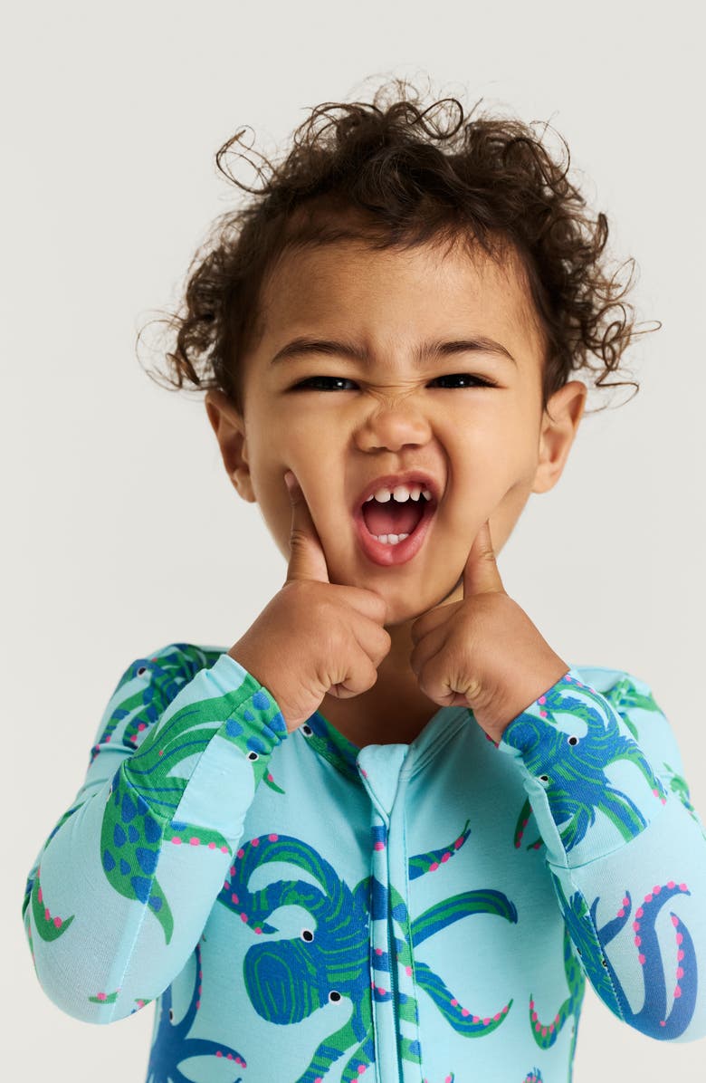 Posh Peanut Fitted Convertible One-Piece Pajamas, Alternate, color, Blue