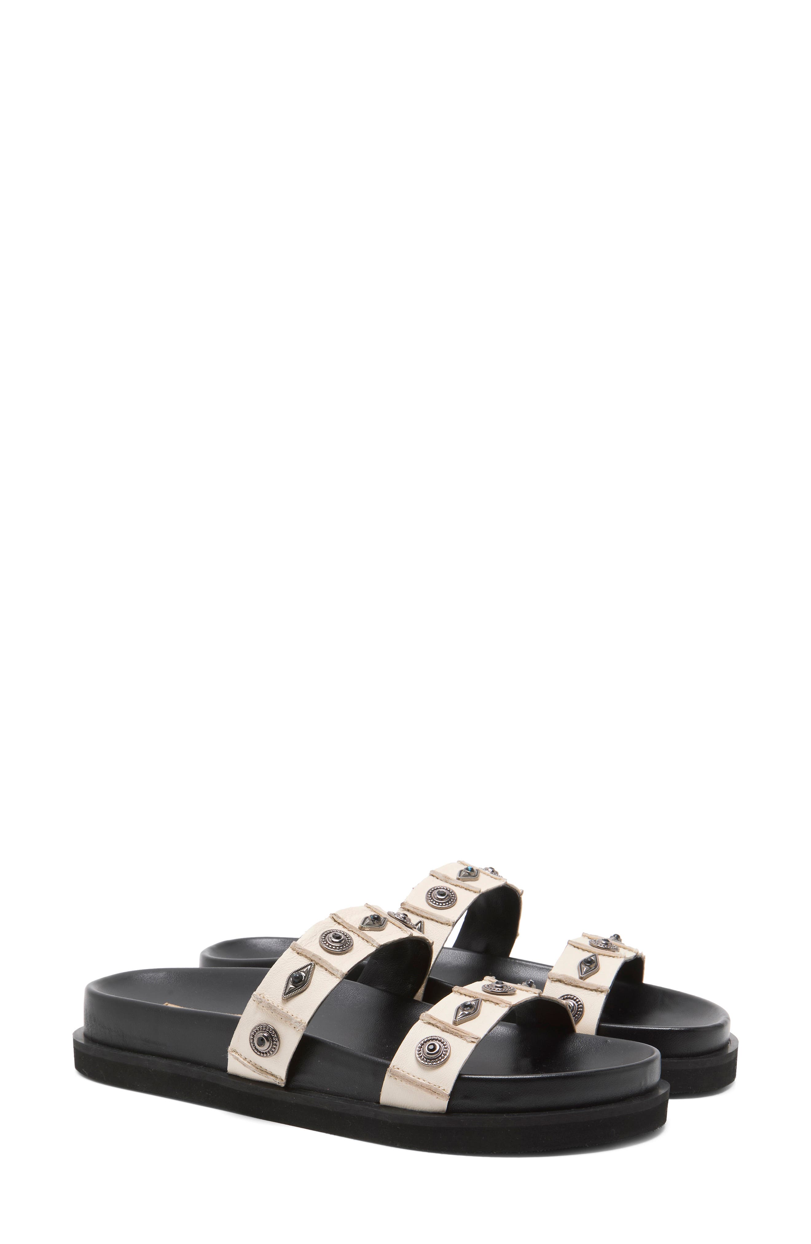 Free People Findings Slide Sandal, Alternate, color, Bone Leather