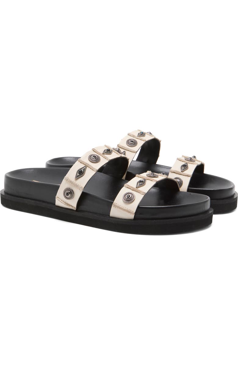 Free People Findings Slide Sandal, Alternate, color, Bone Leather