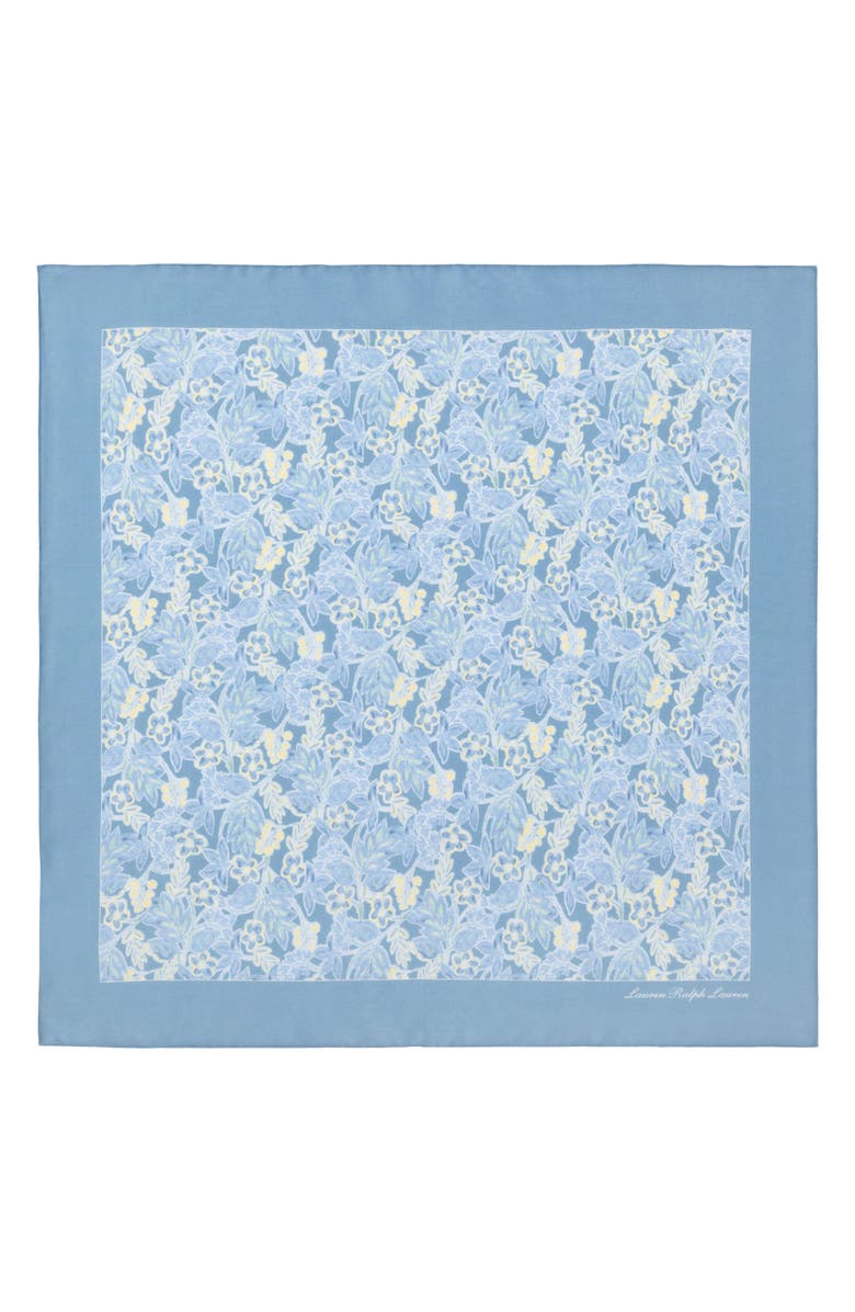 Lauren Ralph Lauren Summer Floral Small Square Scarf, Alternate, color, Blue Note
