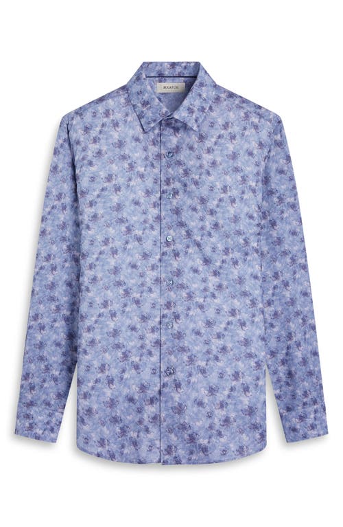 Bugatchi Julian Shaped Fit Floral Print Button-up Shirt In Blue