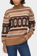 ALIGNE Christine Embellished Fair Isle Cotton & Wool Blend Turtleneck Sweater
