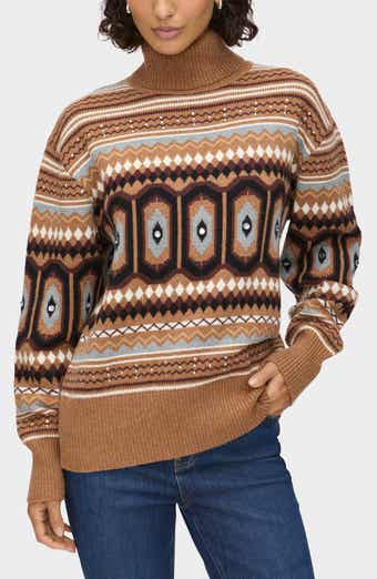 ALIGNE Christine Embellished Fair Isle Cotton & Wool Blend Turtleneck Sweater
