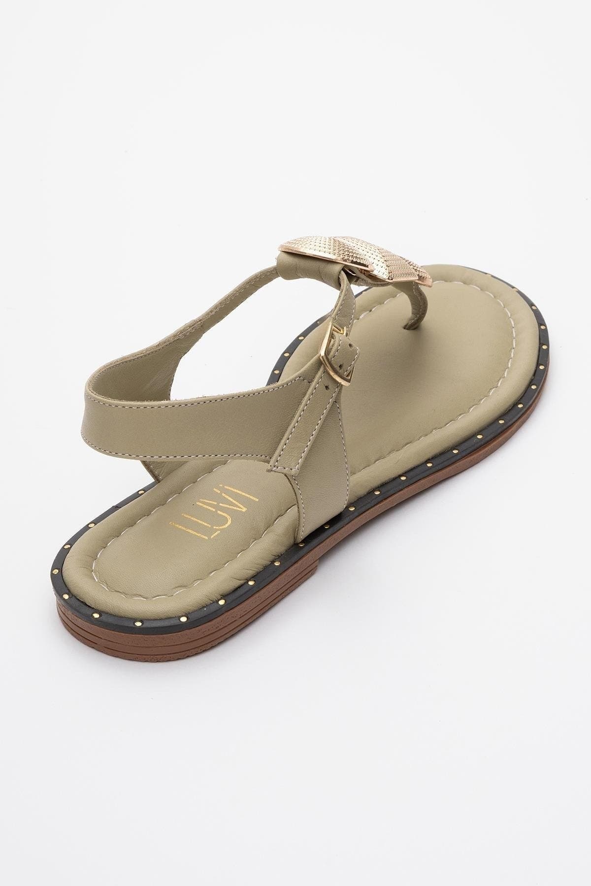 Giulia Leather Flat Sandal, Alternate, color, Green Leather