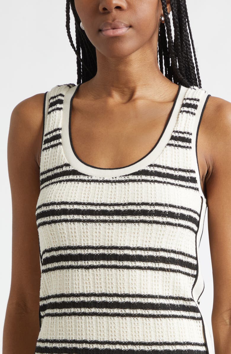 Ramy Brook Nylah Stripe Knit Tank Dress, Alternate, color, Black Stripe