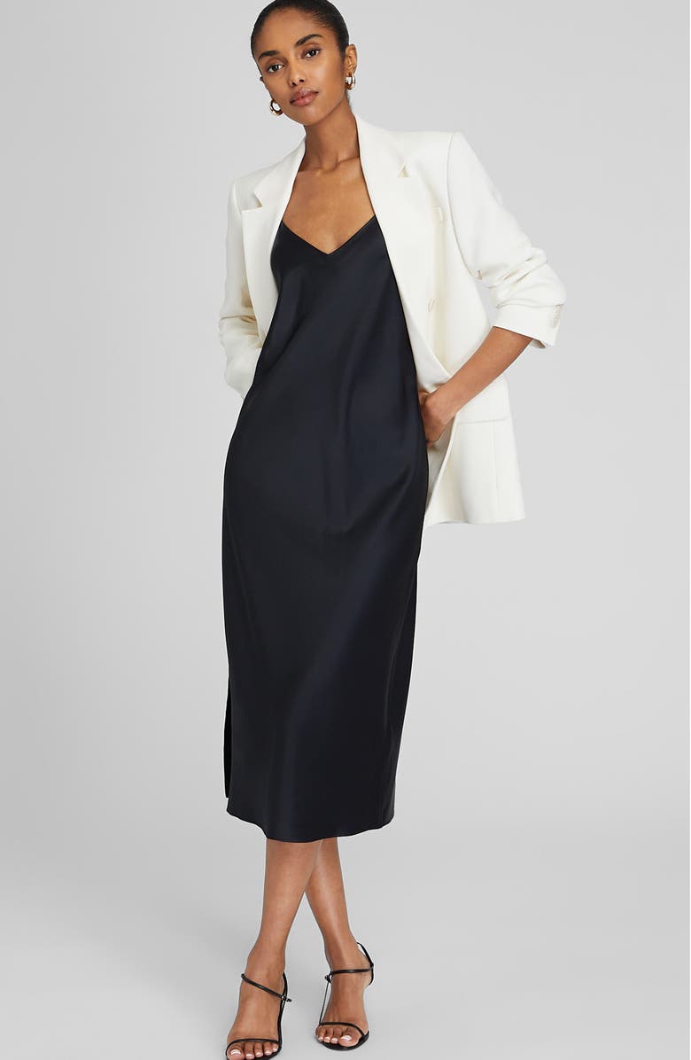 Club Monaco Silk Charmeuse Midi Slipdress, Alternate, color,