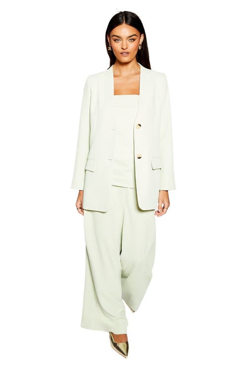 Warehouse Runway Collarless Boxy Blazer In Green