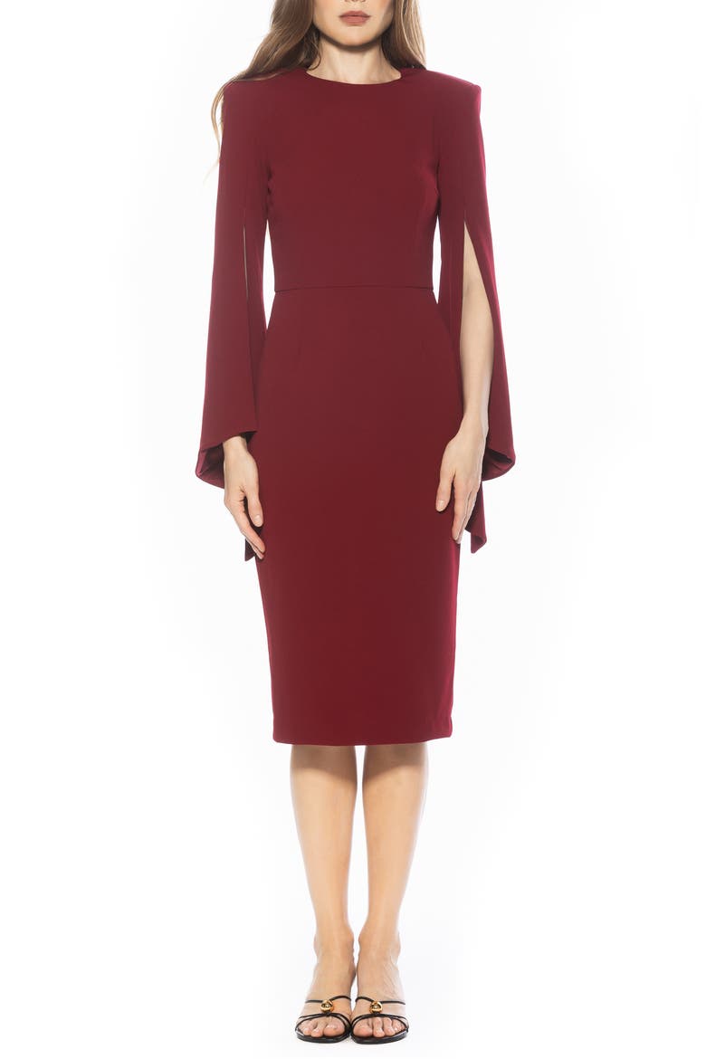 Brooklyn Long Sleeve Sheath Dress, Main, color, BURGUNDY