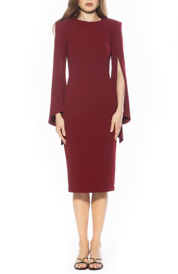 Alexia Admor Brooklyn Long Sleeve Sheath Dress In Burgundy